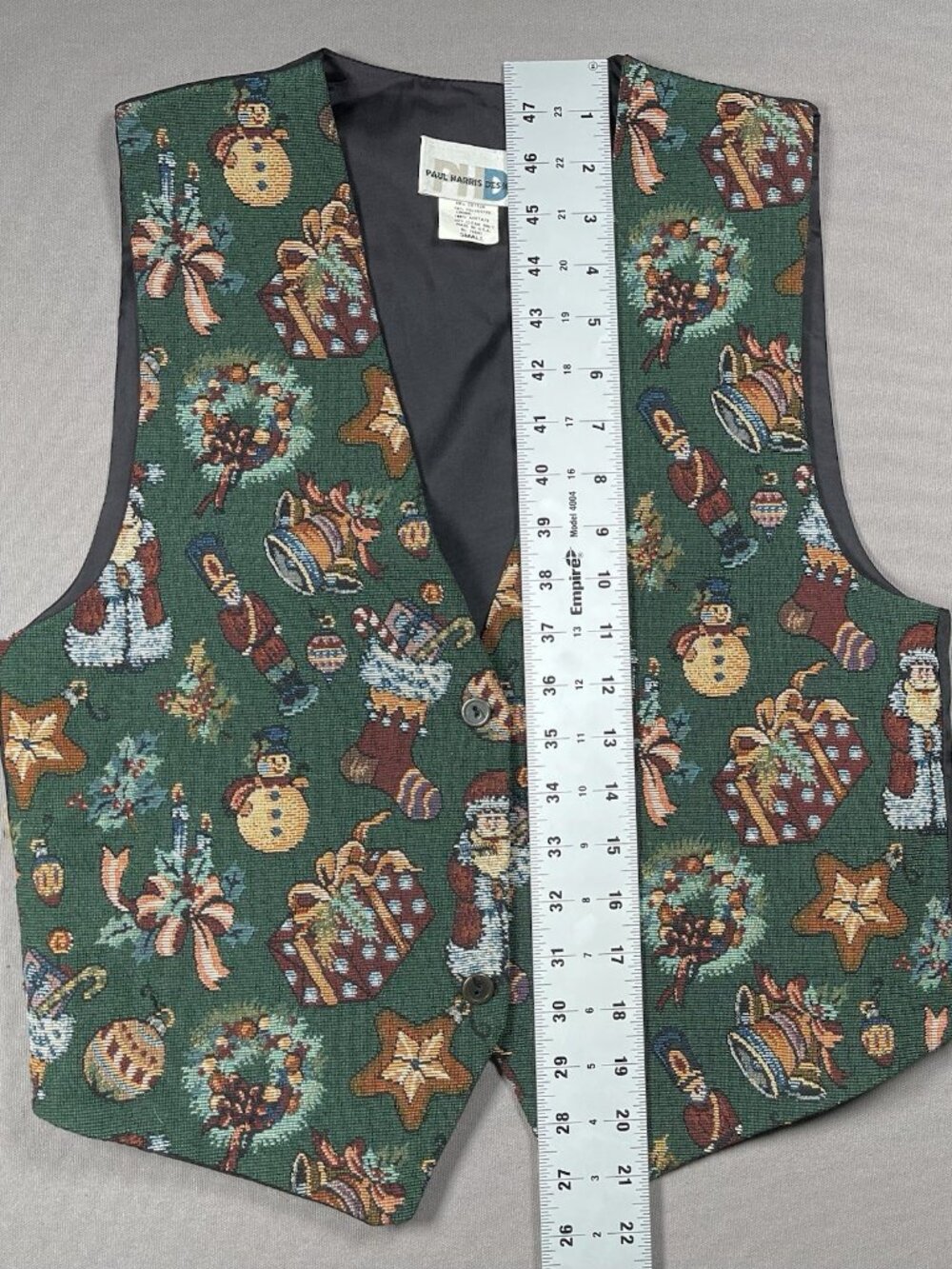Paul Harris Design USA Green Christmas Holiday Printed Vest - Women Size Small - Picture 16 of 16